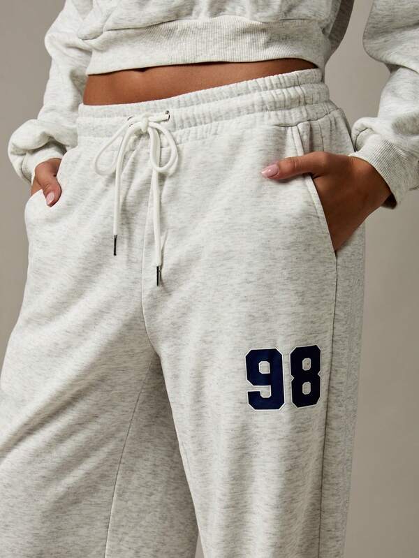 Missguided MISSGUIDED Wide Leg Jersey Sweatpants With Varsity Number Design