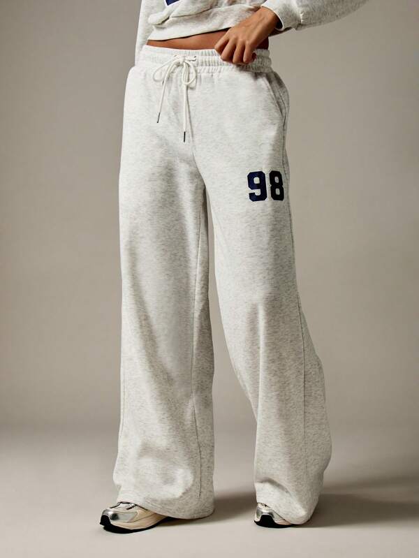 missguided MISSGUIDED Wide Leg Jersey Sweatpants With Varsity Number Design