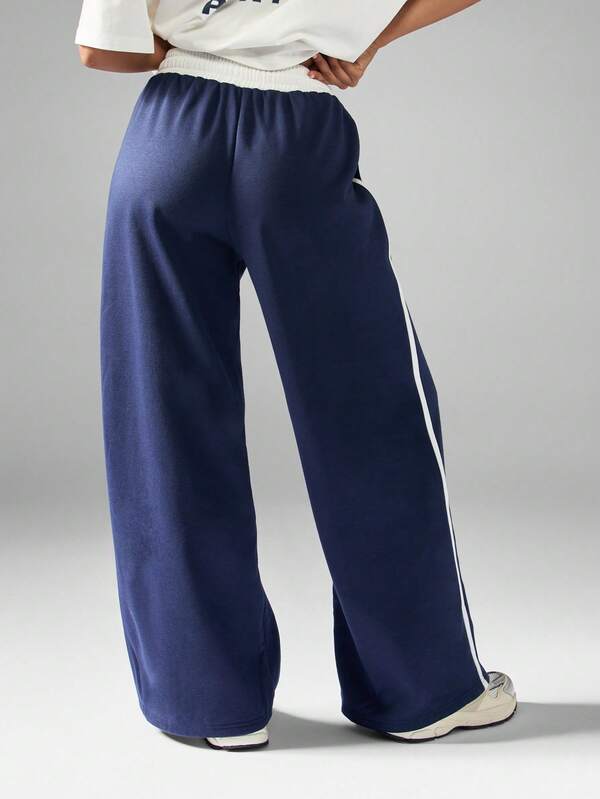 Missguided MISSGUIDED Wide Leg Jogger Pants With Side Stripe Detail