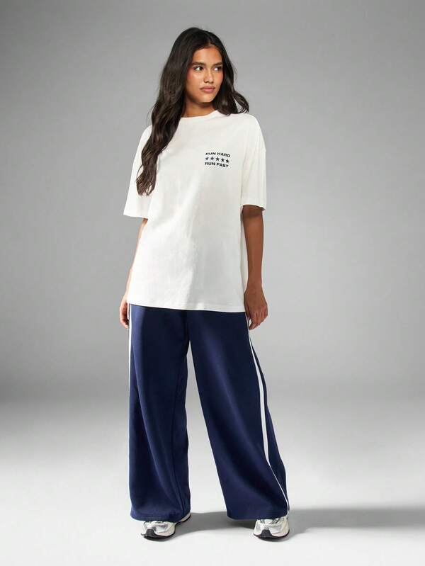 Missguided MISSGUIDED Wide Leg Jogger Pants With Side Stripe Detail