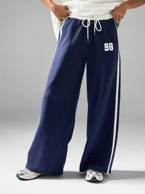 missguided MISSGUIDED Wide Leg Jogger Pants With Side Stripe Detail
