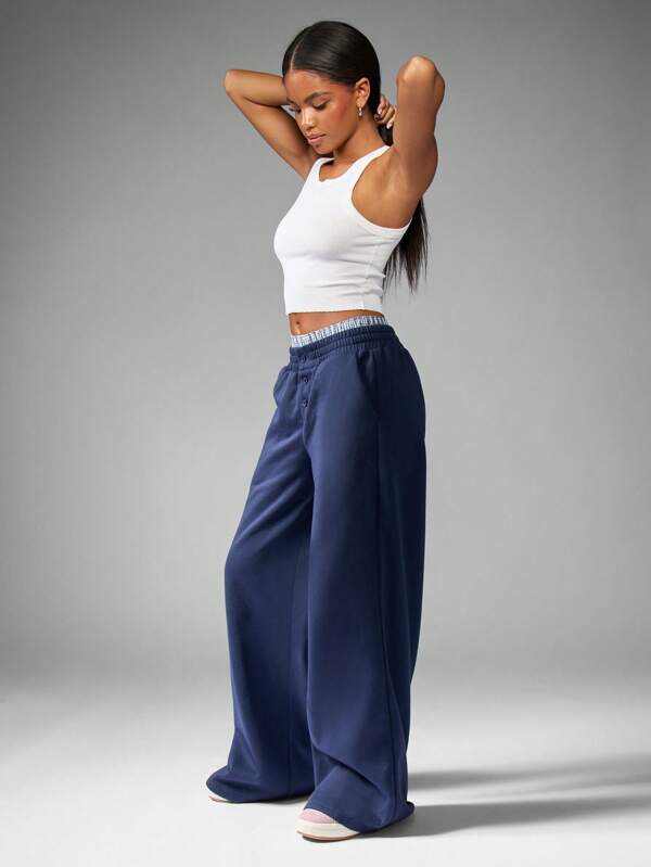 missguided MISSGUIDED Wide Leg Jogger Pants With Varsity Number Detail