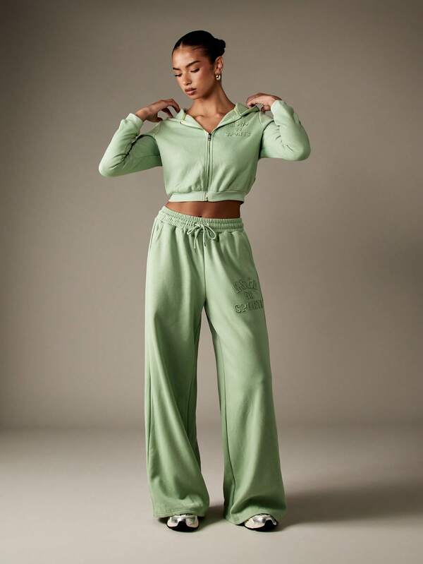 Missguided MISSGUIDED Wide Leg Jogger Sweatpants With Drawstring Waist