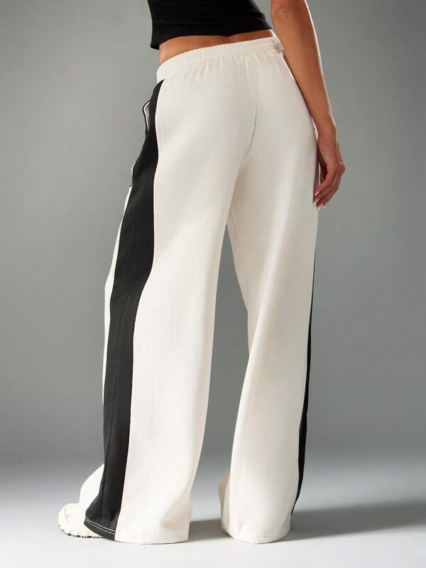Missguided MISSGUIDED Wide Leg Joggers With Black Side Panels
