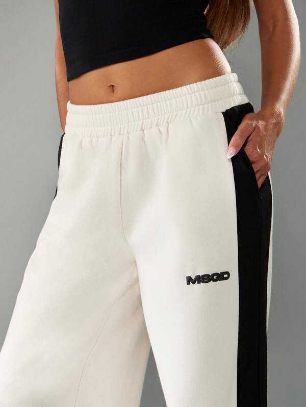 Missguided MISSGUIDED Wide Leg Joggers With Black Side Panels