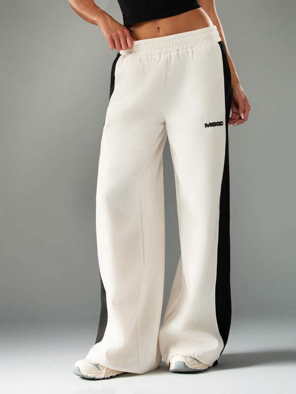 missguided MISSGUIDED Wide Leg Joggers With Black Side Panels