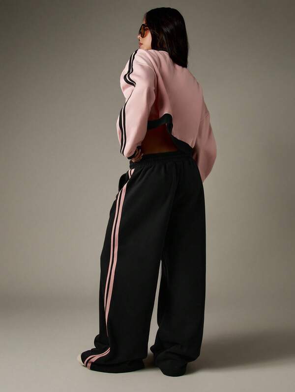 Missguided MISSGUIDED Wide Leg Joggers With Side Stripe Detail