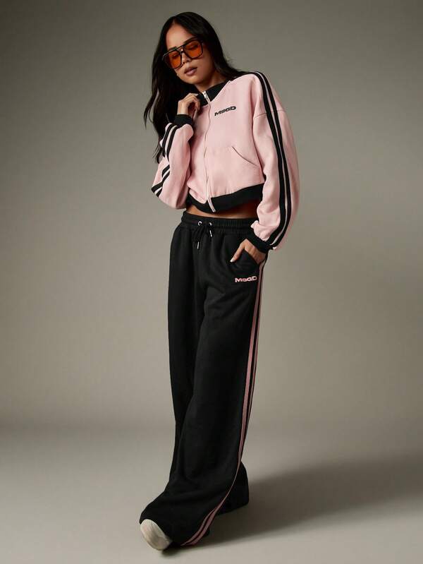 Missguided MISSGUIDED Wide Leg Joggers With Side Stripe Detail