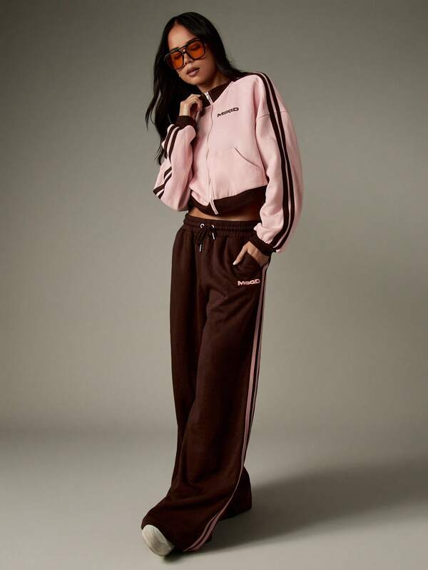 Missguided MISSGUIDED Wide Leg Joggers With Side Stripe Detail