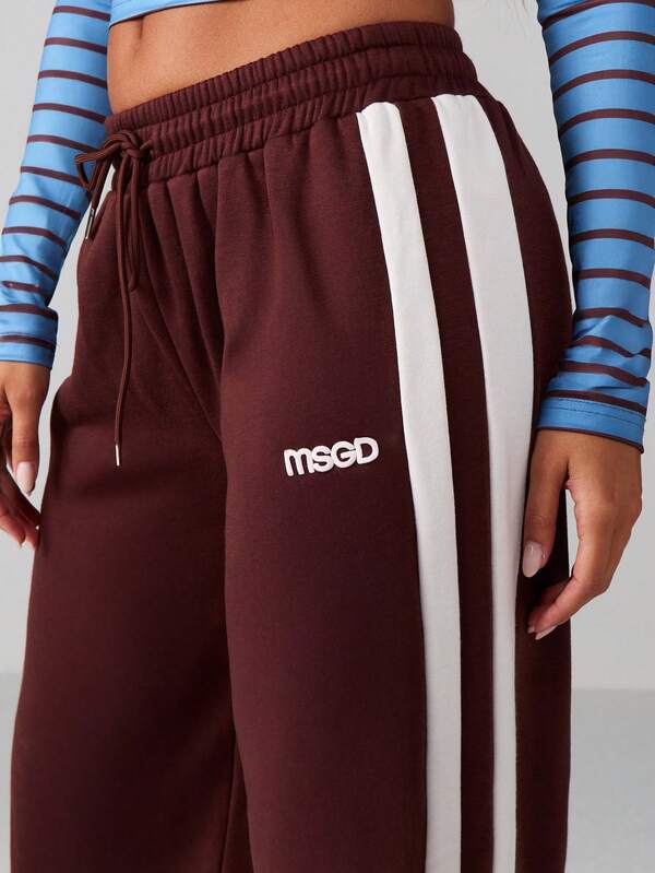 Missguided MISSGUIDED Wide Leg Joggers With Side Stripes