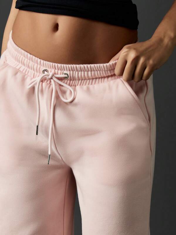 Missguided MISSGUIDED Wide Leg Joggers With Text Print And Drawstring