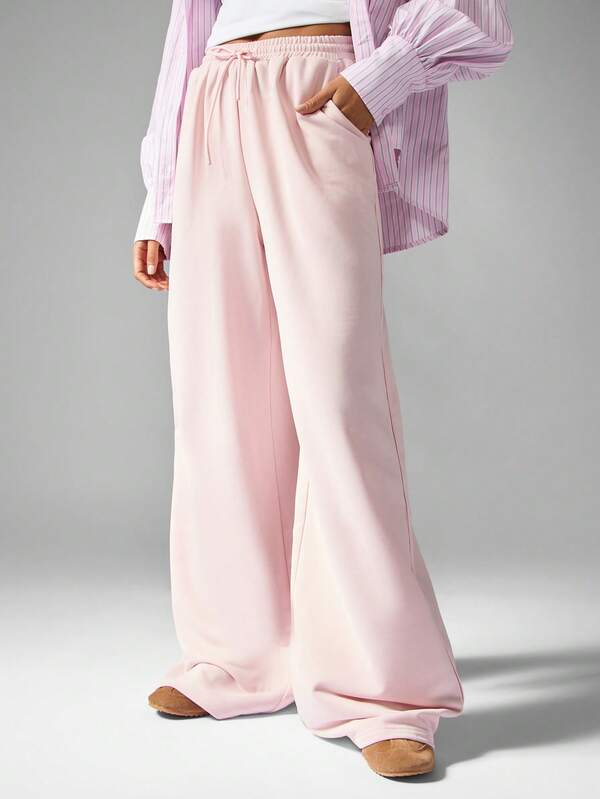 missguided MISSGUIDED Wide Leg Palazzo Pants With Drawstring Waist