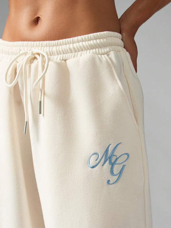 Missguided MISSGUIDED Wide Leg Palazzo Sweatpants With Monogram Print