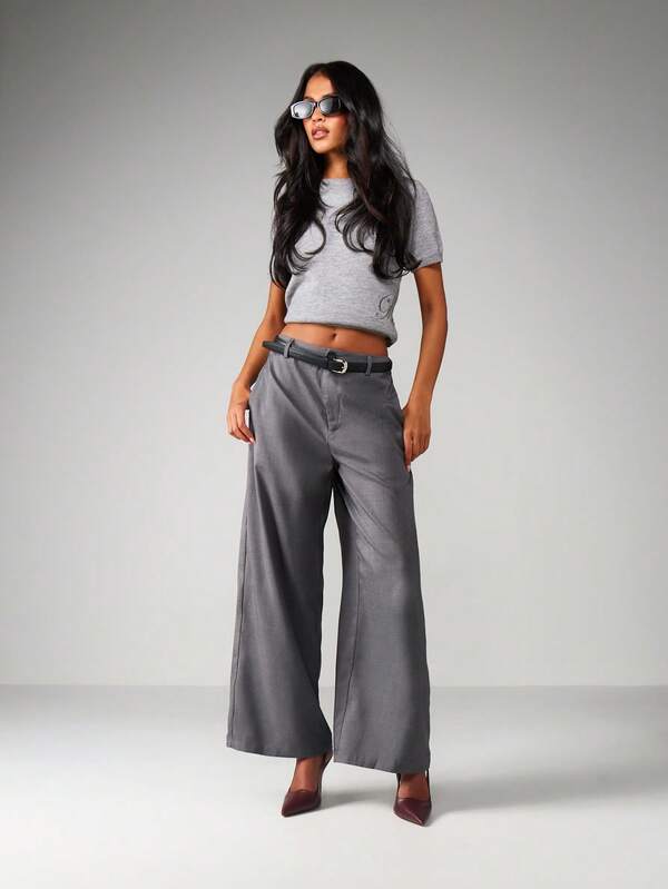 Missguided MISSGUIDED Wide Leg Palazzo Trousers With High Waist