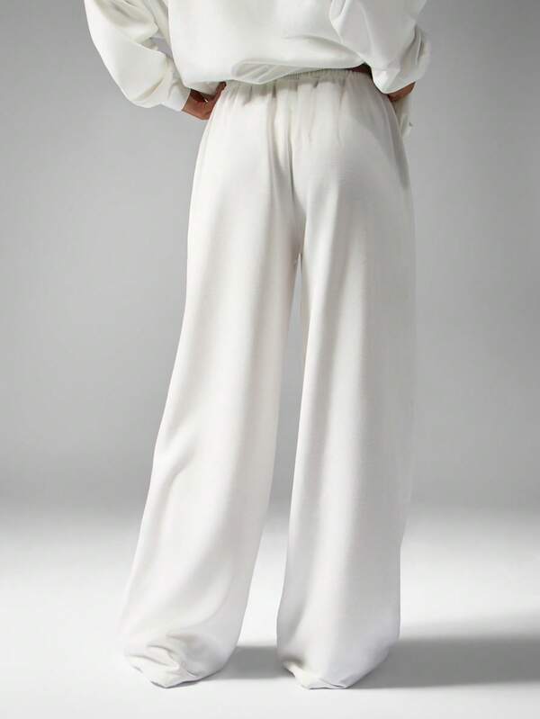Missguided MISSGUIDED Wide Leg Pants With Drawstring And Script Logo