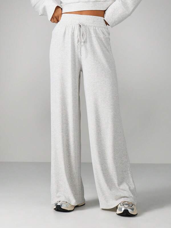 missguided MISSGUIDED Wide Leg Ribbed Lounge Pants With Drawstring