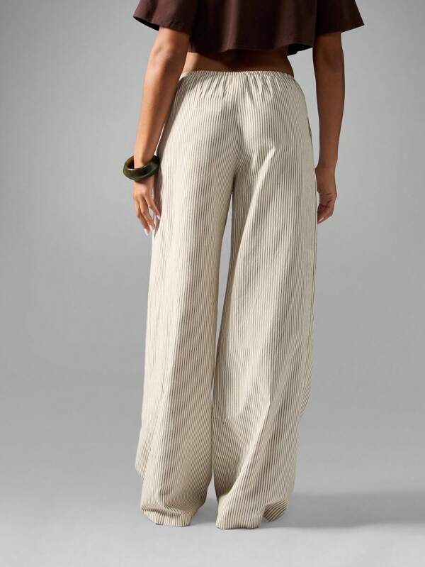 Missguided MISSGUIDED Wide Leg Striped Palazzo Pants With Drawstring Waist