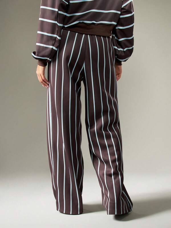 Missguided MISSGUIDED Wide Leg Striped Sweatpants With Elastic Waistband