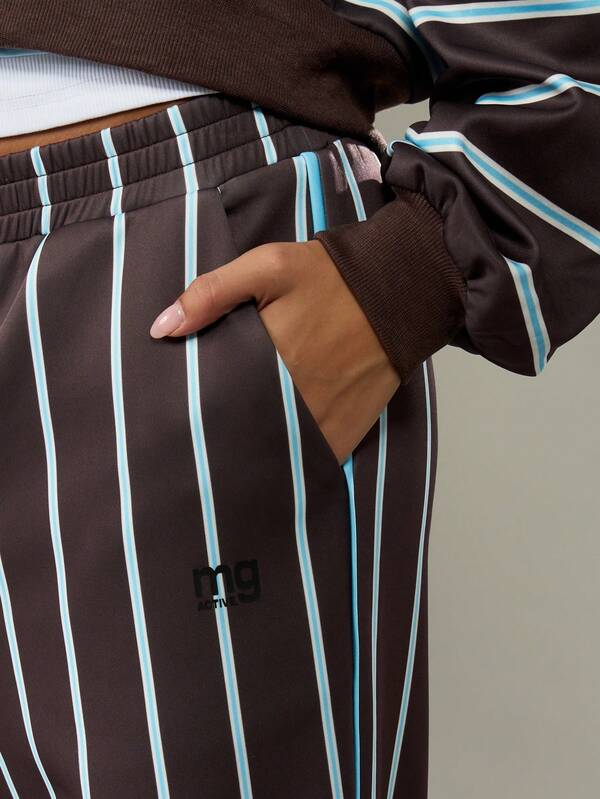 Missguided MISSGUIDED Wide Leg Striped Sweatpants With Elastic Waistband