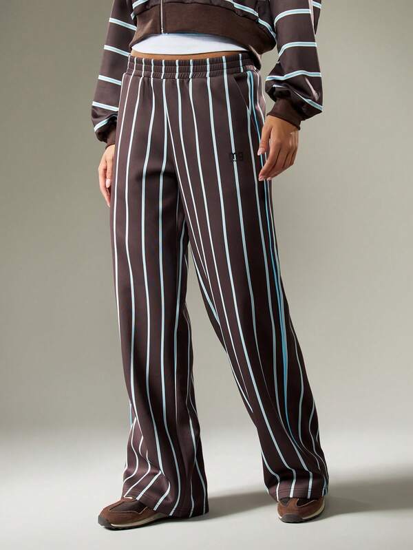 missguided MISSGUIDED Wide Leg Striped Sweatpants With Elastic Waistband