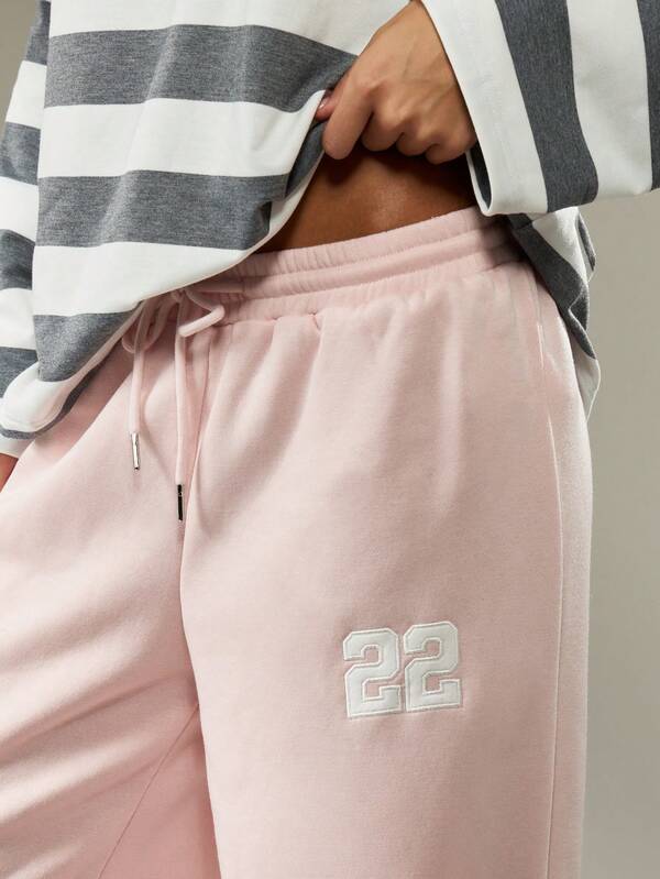 Missguided MISSGUIDED Wide Leg Sweatpants With Number Logo And Drawstring Waist