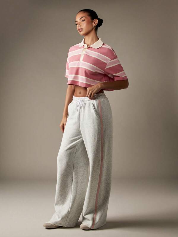 Missguided MISSGUIDED Wide Leg Sweatpants With Side Stripe Detail