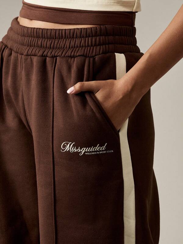 Missguided MISSGUIDED Wide Leg Sweatpants With Side Stripe Detail