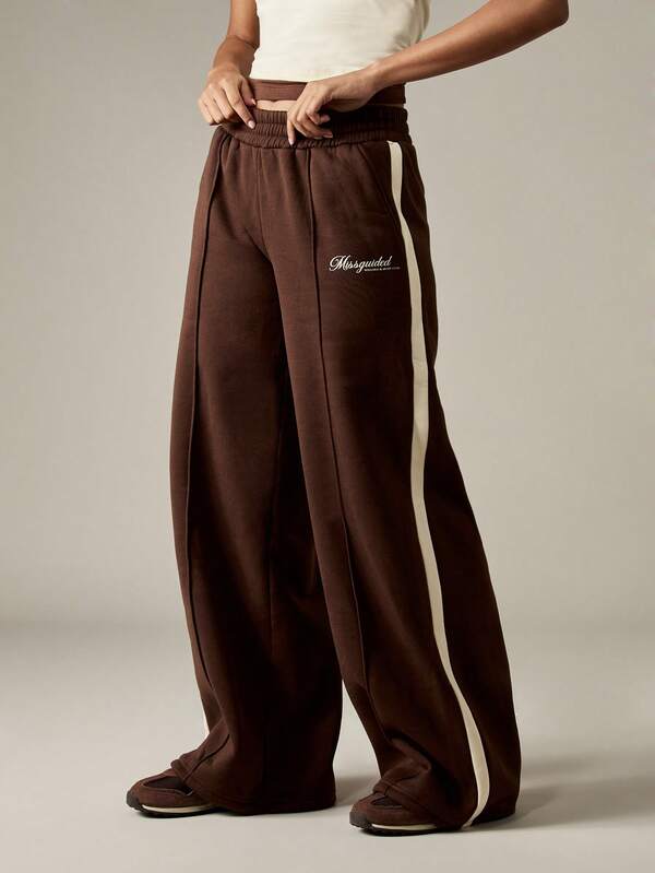 missguided MISSGUIDED Wide Leg Sweatpants With Side Stripe Detail