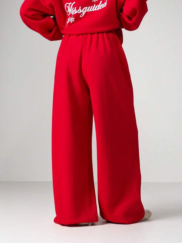 Missguided MISSGUIDED Wide Leg Sweatpants With Snowflake Graphics