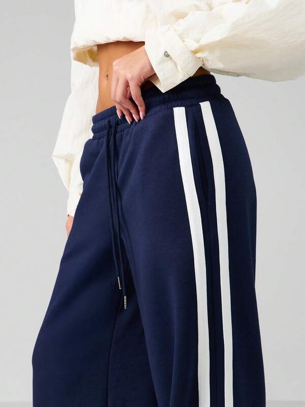 Missguided MISSGUIDED Wide Leg Track Pants With Contrast Side Stripes