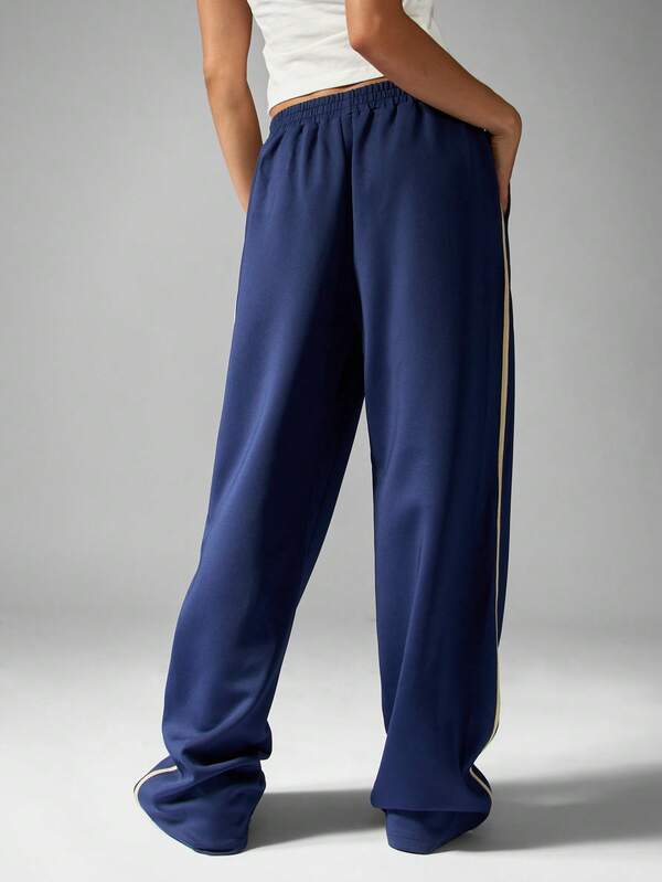 Missguided MISSGUIDED Wide Leg Track Pants With Side Stripe Detail