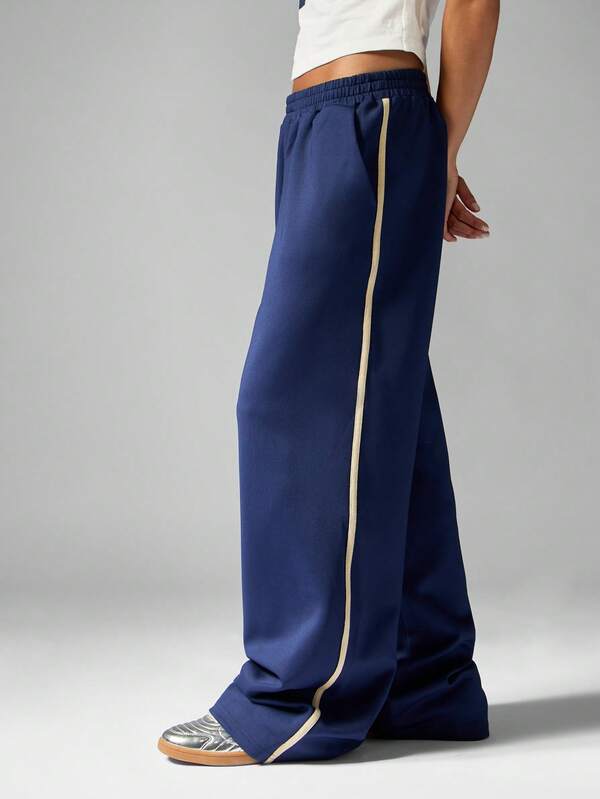 missguided MISSGUIDED Wide Leg Track Pants With Side Stripe Detail