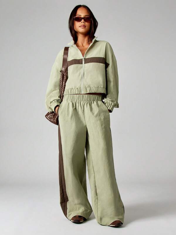 Missguided MISSGUIDED Wide Leg Track Pants With Side Stripes