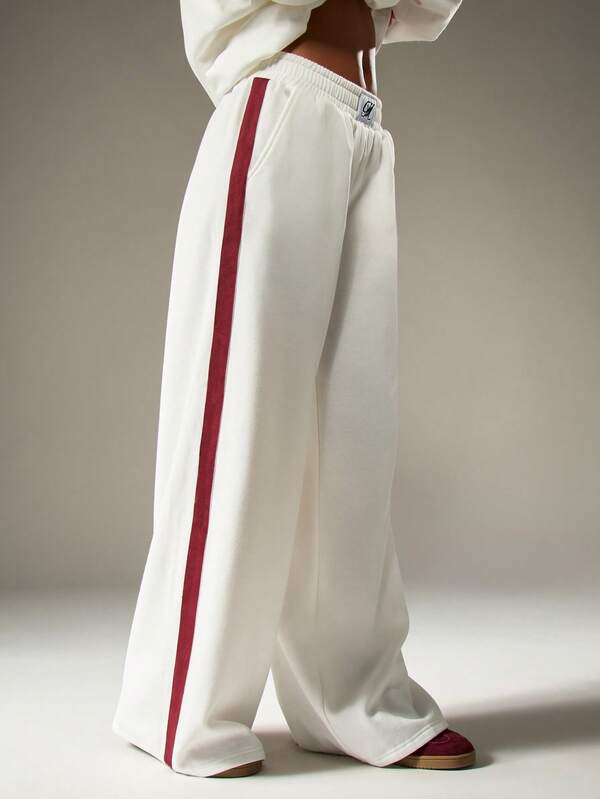 missguided MISSGUIDED Wide Leg Track Pants With Side Stripes And Elastic Waist