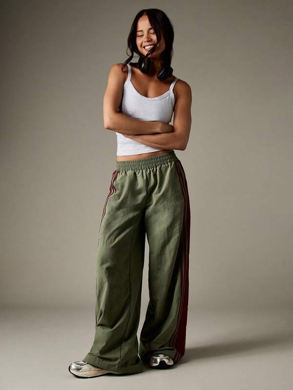 Missguided MISSGUIDED Wide Leg Track Pants With Side Stripes