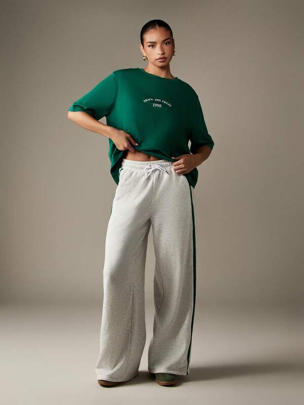 Missguided MISSGUIDED Wide Leg Track Sweatpants With Side Stripe Detail