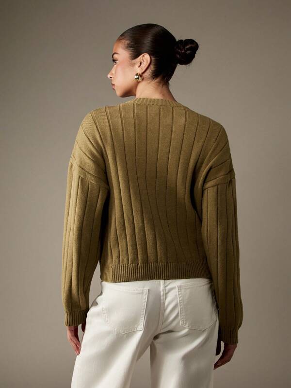 Missguided MISSGUIDED Wide Ribbed Cardigan With Drop Shoulder Design