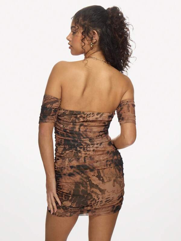 Missguided MISSGUIDED Women Leopard Print Ruched Mini Dresses