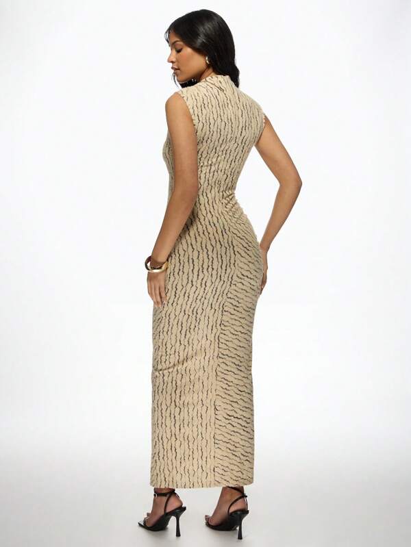 Missguided MISSGUIDED Women Long Dresses Ruched Shoulder Knitted Bodycon