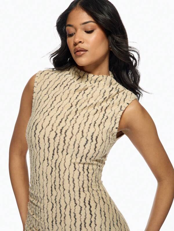 Missguided MISSGUIDED Women Long Dresses Ruched Shoulder Knitted Bodycon