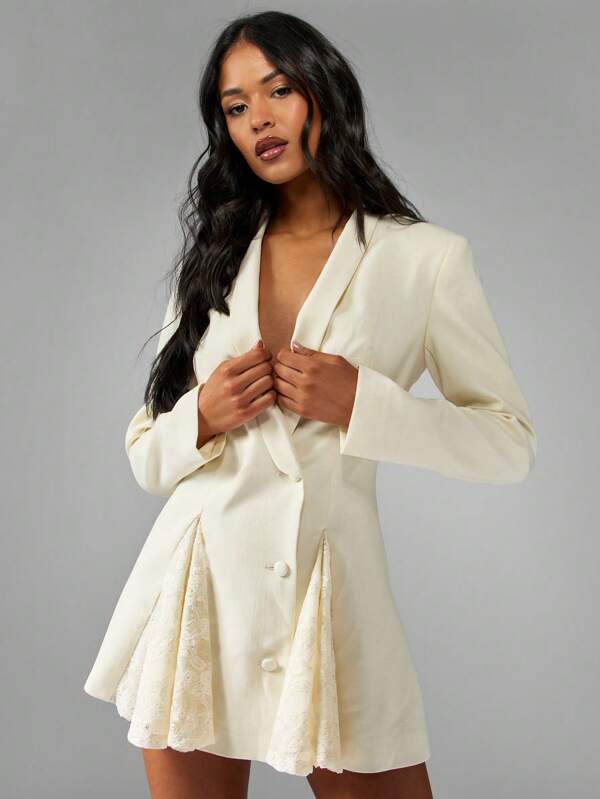 missguided MISSGUIDED Women Mini Dress With Lace Godet Panels And Statement Sleeves