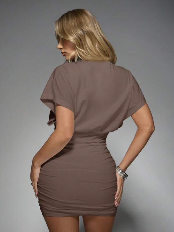 Missguided MISSGUIDED Women Mini Dresses With Ruched Style And Dolman Sleeves