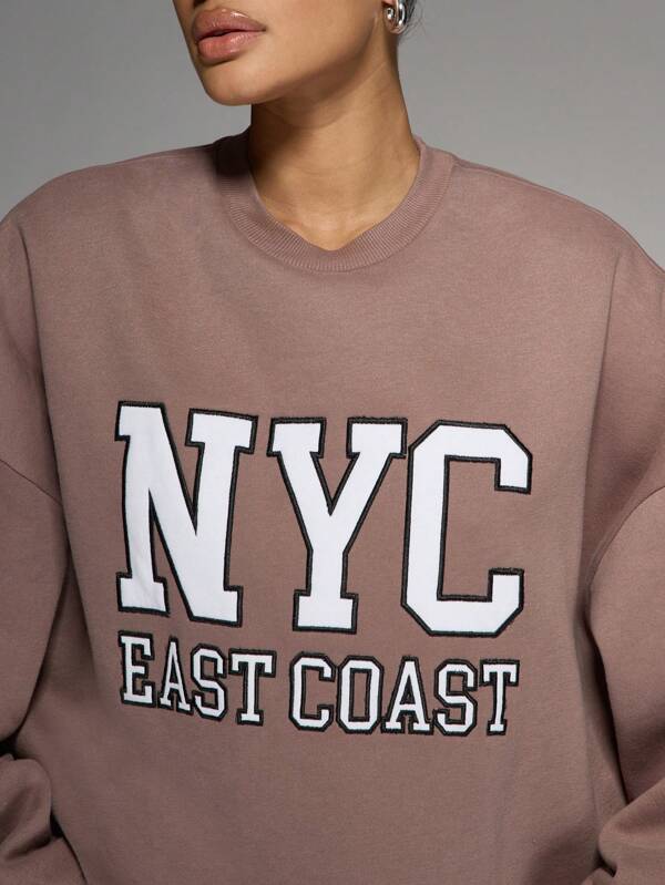 Missguided MISSGUIDED Women Oversized Sweatshirt Pullover Text Graphic