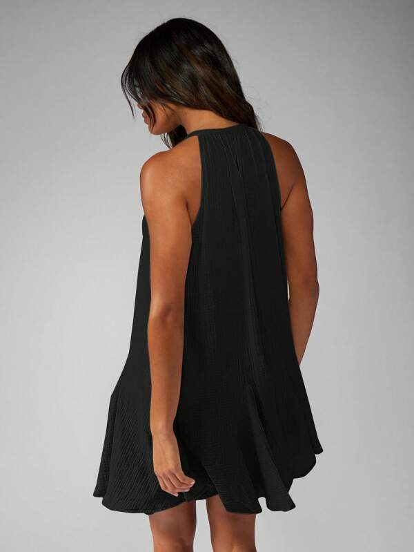 Missguided MISSGUIDED Women's Tie Front Sleeveless Cheesecloth Flared Mini Dress