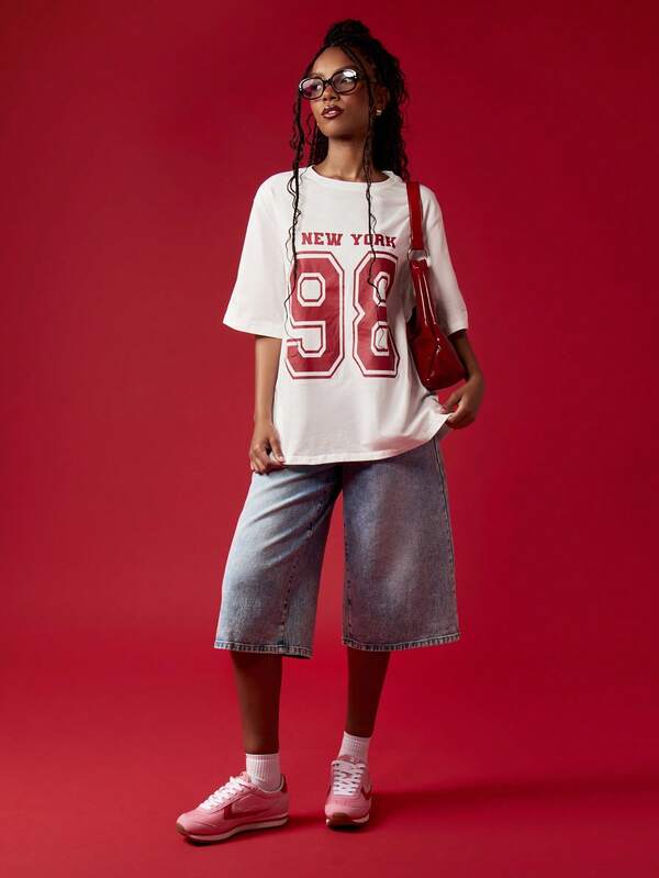 Missguided MISSGUIDED Women's Varsity Style Oversize Graphic T-Shirt