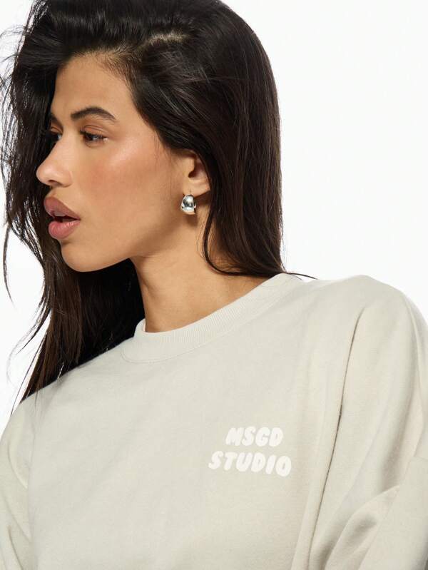 Missguided MISSGUIDED Women Sweatshirt Oversized Streetwear Casual Pullover Top