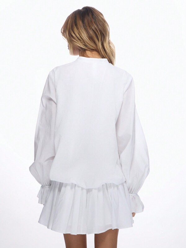 Missguided MISSGUIDED Women Tiered Poplin Mini Dress With Puff Sleeves