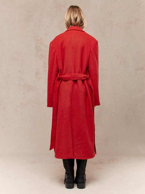 Missguided MISSGUIDED Wool Belted Maxi Classic Double Breasted Women Overcoats
