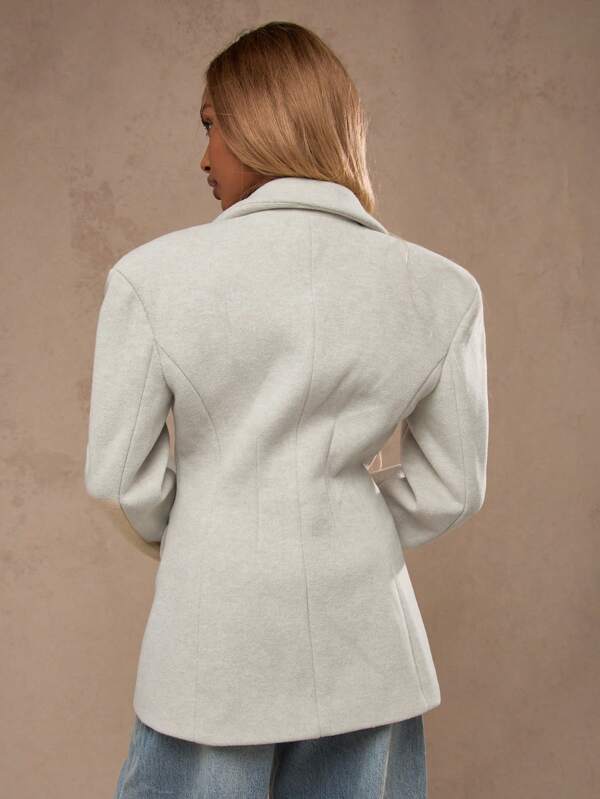 Missguided MISSGUIDED Wool Blend Classic Double Button Blazer Overcoat