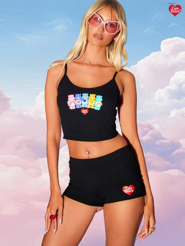 missguided MISSGUIDED x Carebears MISSGUIDED Cami Crop Top And Mini Shorts Set